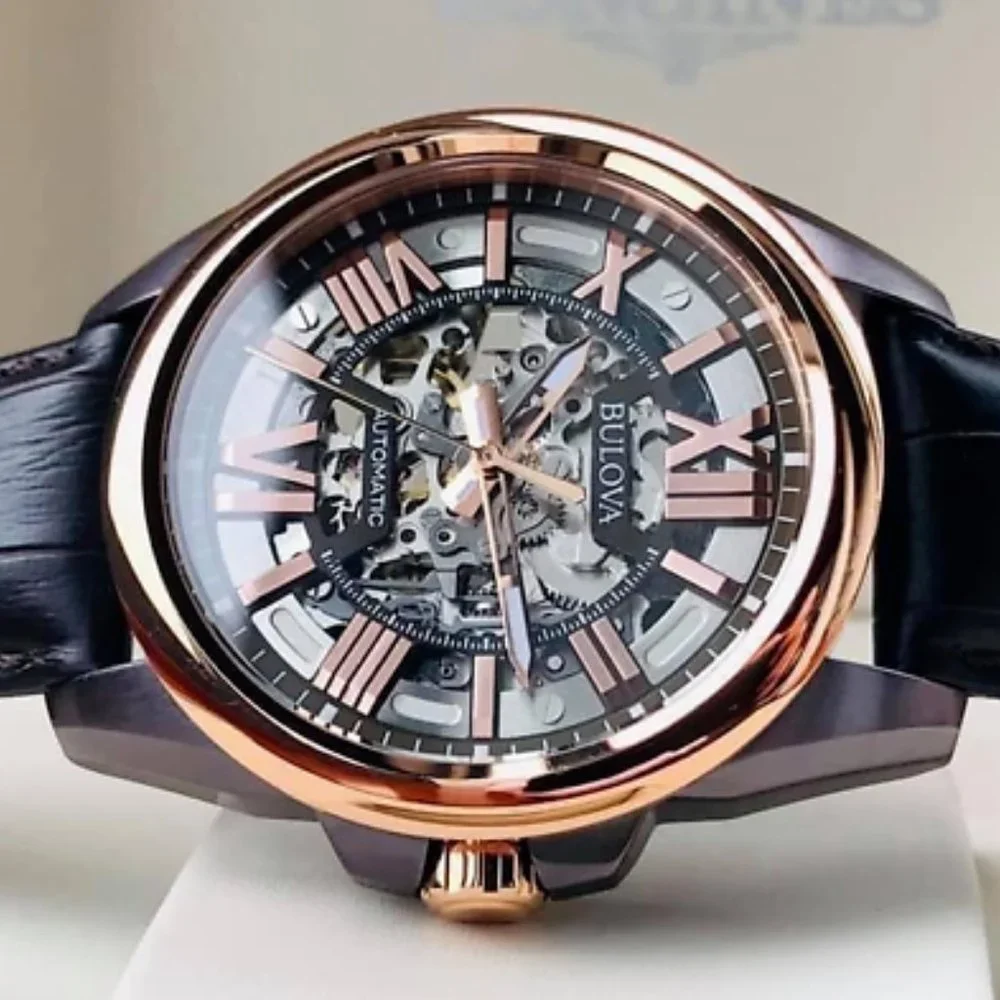Bulova SKELETON Rose Gold Men's Automatic Watch